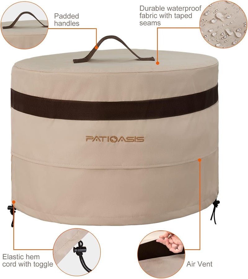 PATIOASIS غطاء مدفأة دائري مقاوم للماء 22''D x 16''H لمدفأة سولو ستوف بونفاير غطاء واقي للمدفأة غطاء أثاث خارجي متين لملحقات سولو ستوف يوكون - Image 4